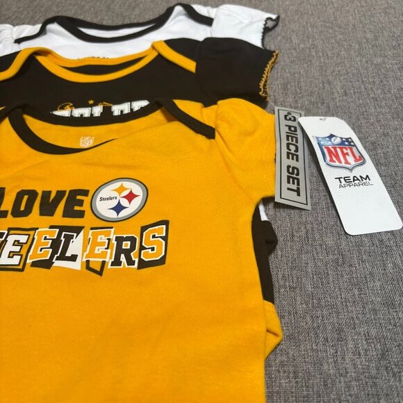 NFL Pittsburg Steelers Infant 3pk Bodysuits, 12 mos - Picture 7 of 8